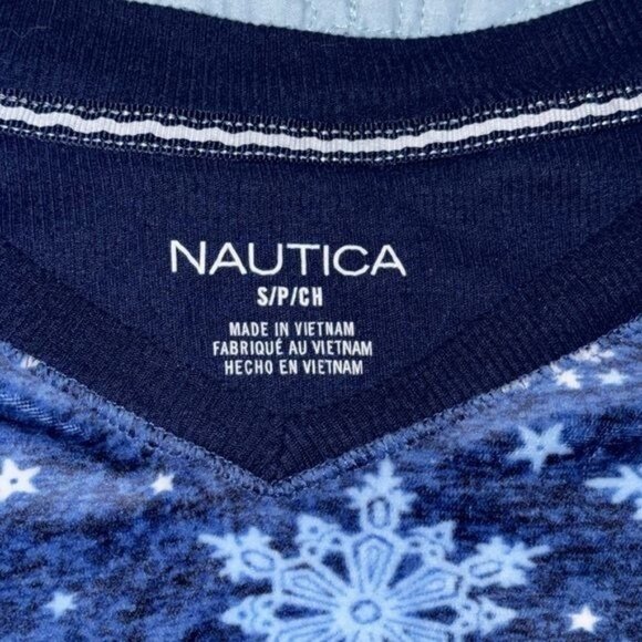 Nautica Womens Snowflake Pajama Set S 100% Cotton Blue Winter Pattern Vietnam - Picture 5 of 11